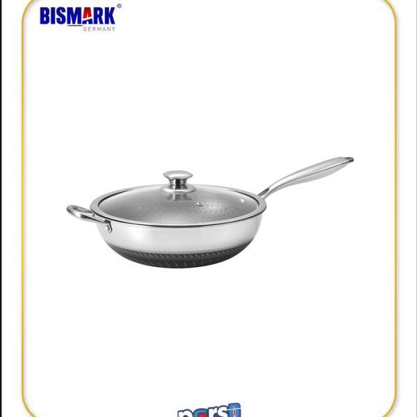 خرید بهترین تابه ووک استیل هیبرید کف لیزری 28 سانت بیسمارک مدل BM627